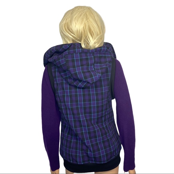 Burton Ho Chi Minh Purple Plaid Dry Ride Hooded Vest Large NWOT - Picture 3 of 16